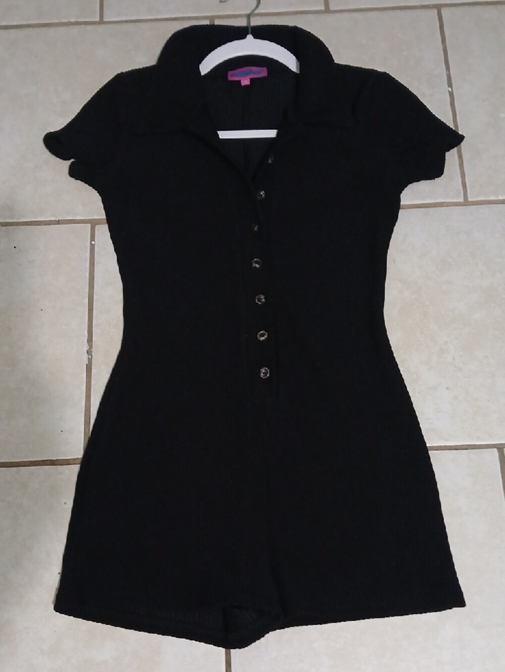 Edikted Womens Sz S Black Ribbed Shorts Romper